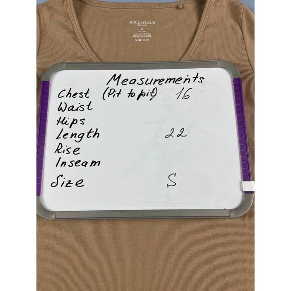 M.M Lafleur New York Long Sleeve V-Neck Rib Knit Top Golden Brown Size S - Picture 4 of 4